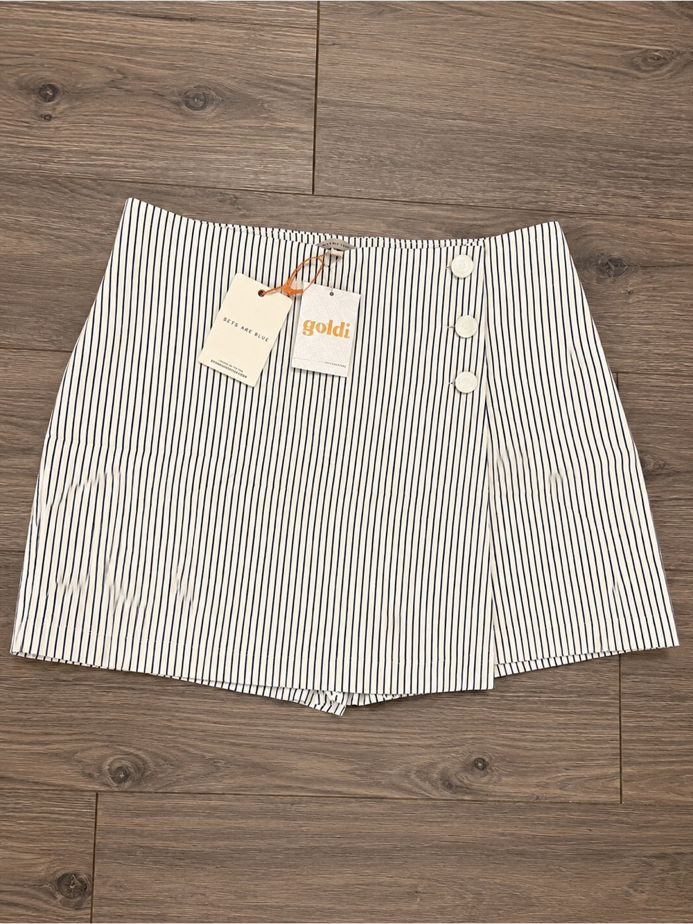 Goldie White with Black Pinstripe Wrap Skort